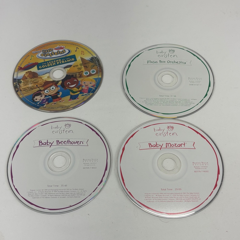 Disney Baby Einstein Little Einsteins Kids Lot 4 Disc CD DVD Music UNTESTED